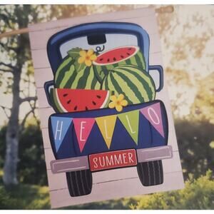 NWT Style Selections Yard Flag Large 28"x44" HELLO Summer -Truck -Double Sided
